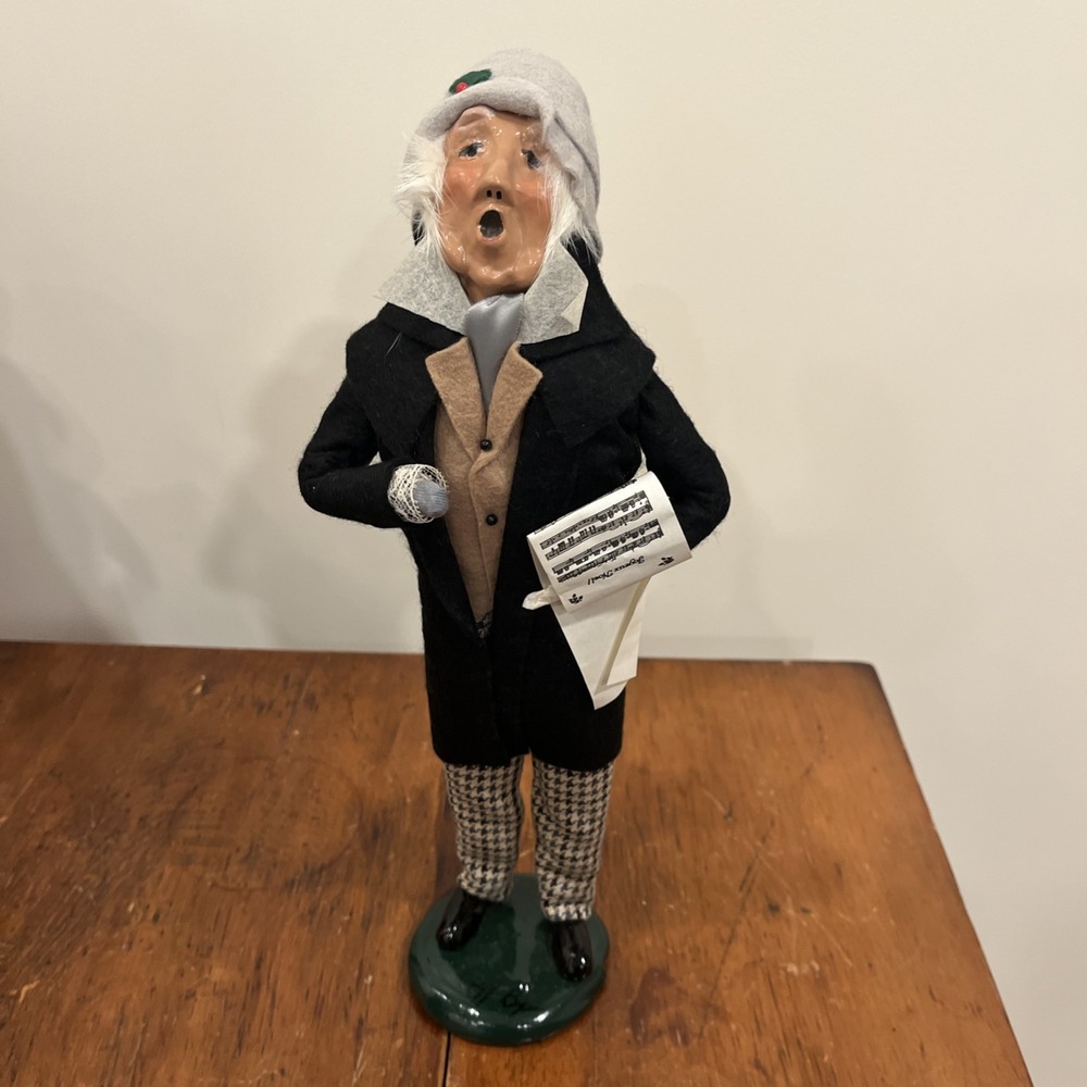 1988 BYERS CHOICE CHRISTMAS CAROLER Grey Hair Man Grandpa Houndstooth Pants Jeff
